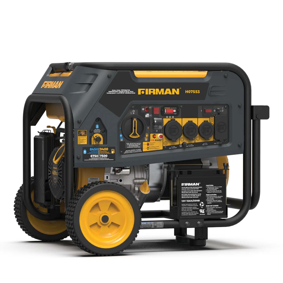 Firman H07553 Dual Fuel 9400W Portable Generator | Electric Start 120 ...