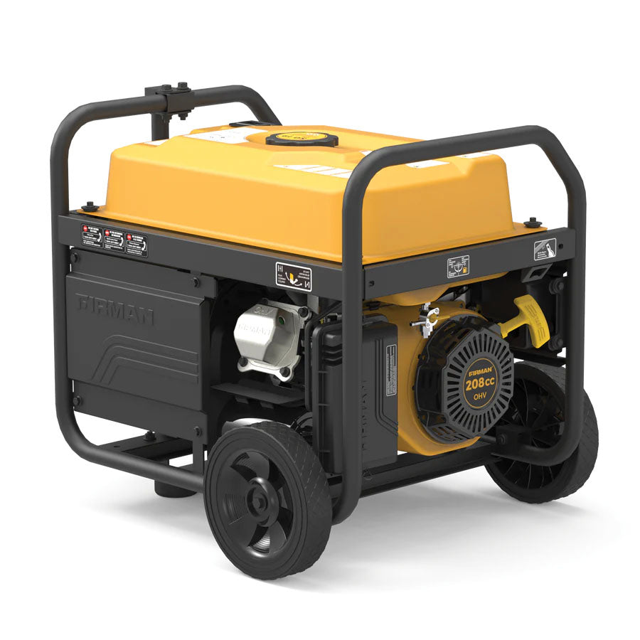 Firman P03628 Gasoline 4550W Generator Rear View and Left Side View