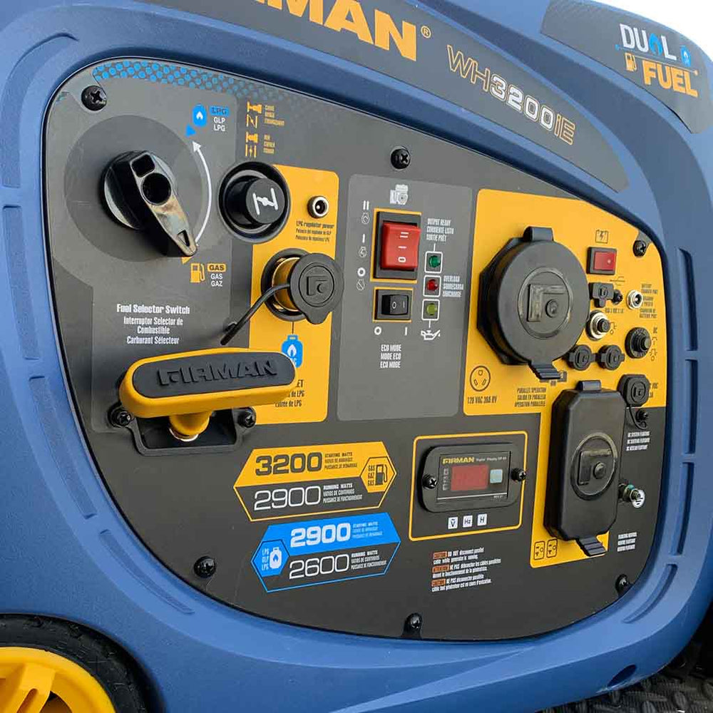 Firman WH02942 Dual Fuel 3200W Generator Close Up Front View