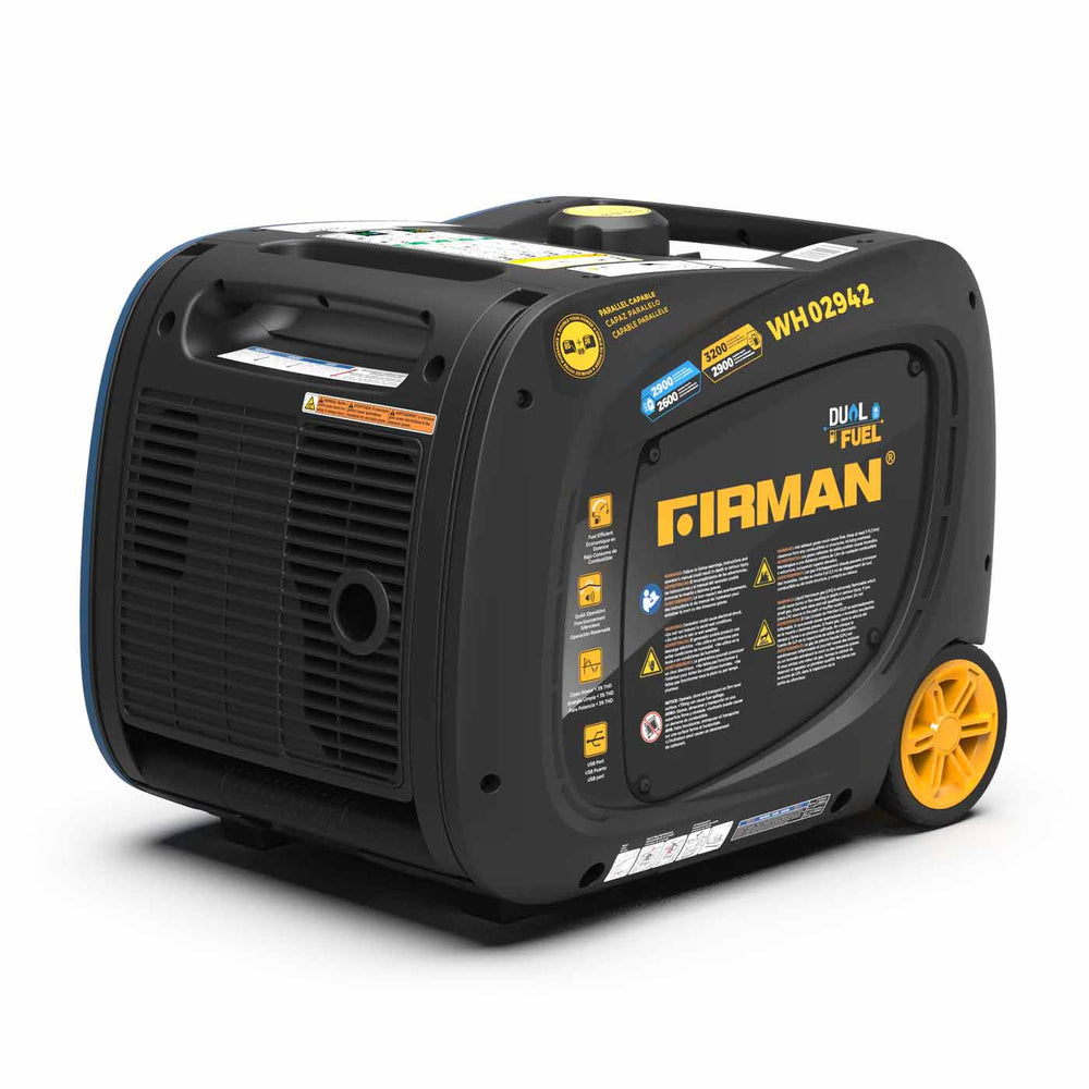 Firman WH02942 Dual Fuel 3200W Generator Right Side and Rear View