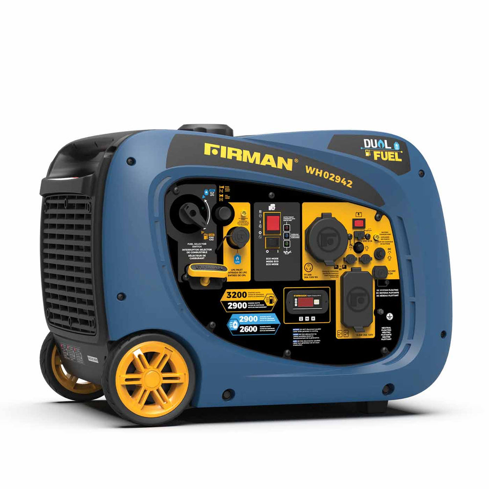Firman WH02942 Dual Fuel 3200W Generator Side and Front View