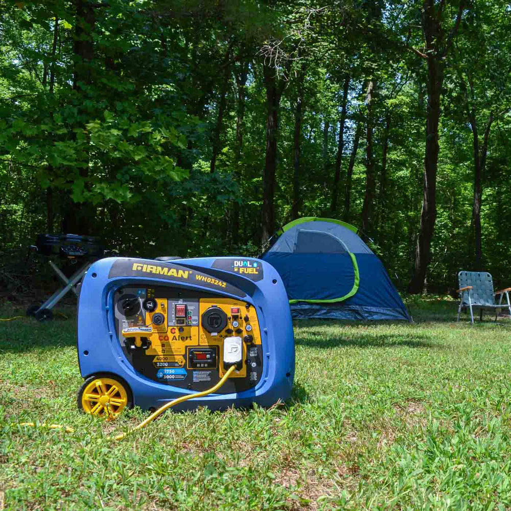 Firman WH03242 Dual Fuel 4000W Generator At a Campsite