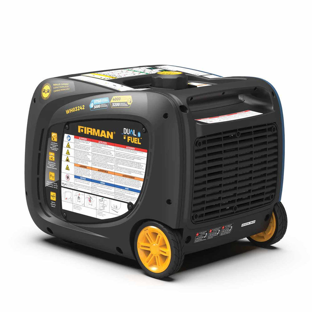 Firman WH03242 Dual Fuel 4000W Generator Rear and Left Side View