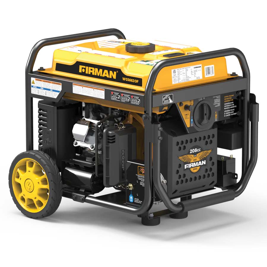 Firman WH03662OF Dual Fuel Open Frame Inverter Generator 4500W Electric Start Rear And Left View