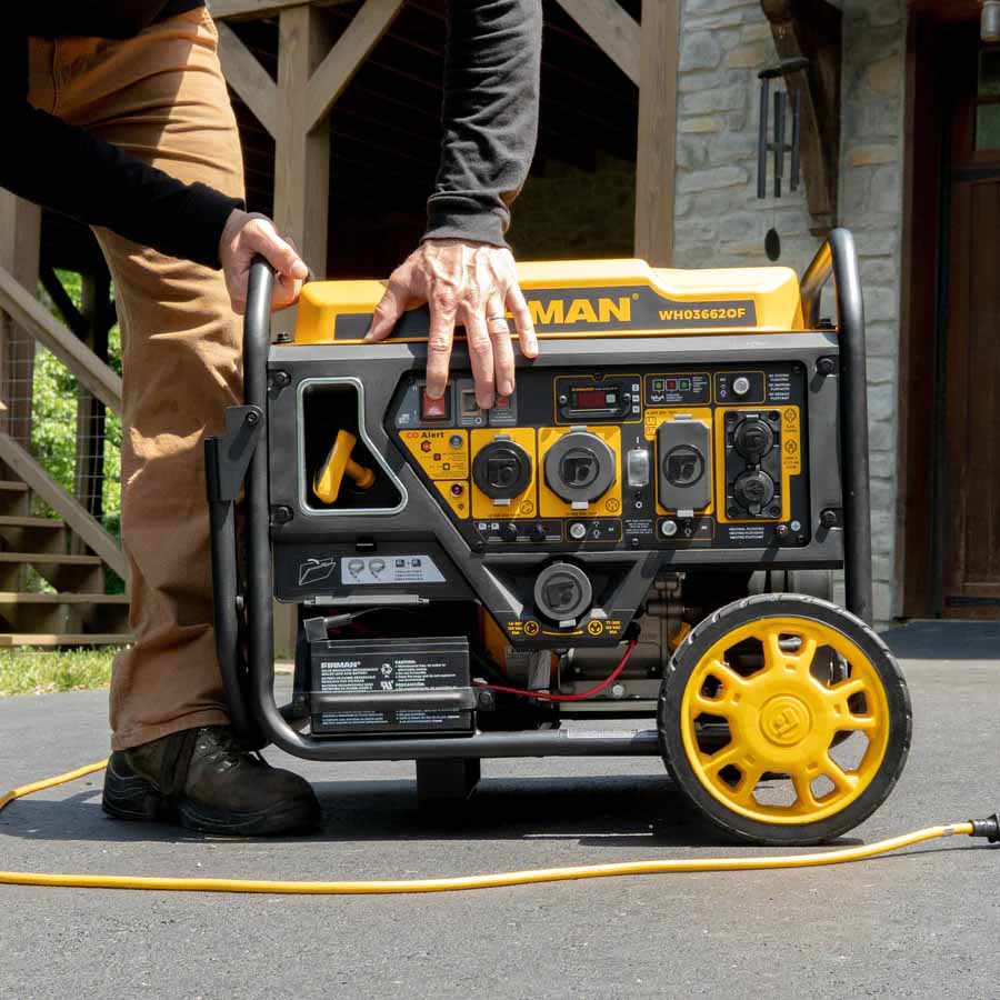 Firman WH03662OF Dual Fuel Open Frame Inverter Generator On A Driveway