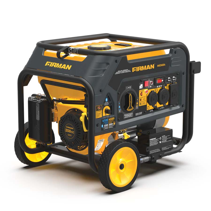 Firman H03654 Dual Fuel 4550W Generator Left and Front View