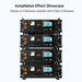 Four CoreX 5 Pro server rack batteries stacked with four sets of brackets