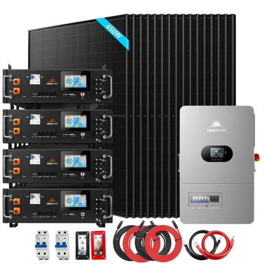 SunGold Power 12kW Off-Grid Solar Kit With 20.48kWh Battery, 16 black 450W panels, four CoreX 5 Pro batteries and inverter