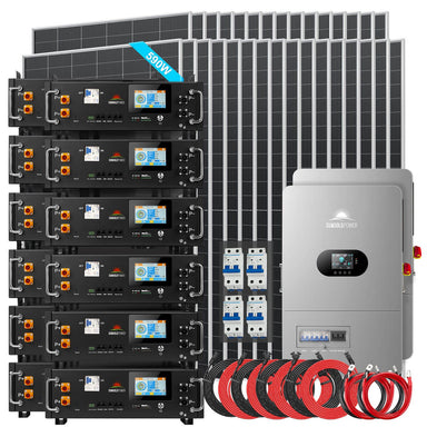 SunGold Power 24kW 48VDC Off-Grid Solar Kit with 31 x 590W panels, 12 CoreX 5 Pro batteries, two inverters and PV breakers