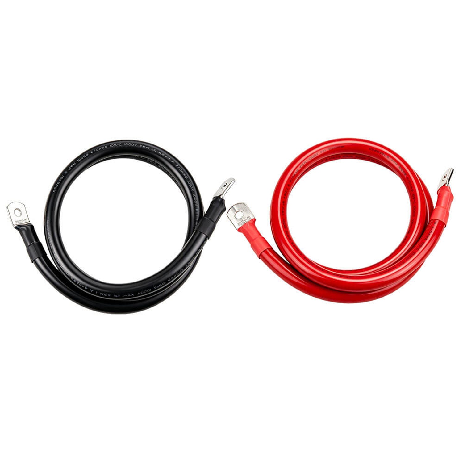 SunGold Power 4/0 AWG Battery Cable 5 Feet in red and black with ring terminal lugs