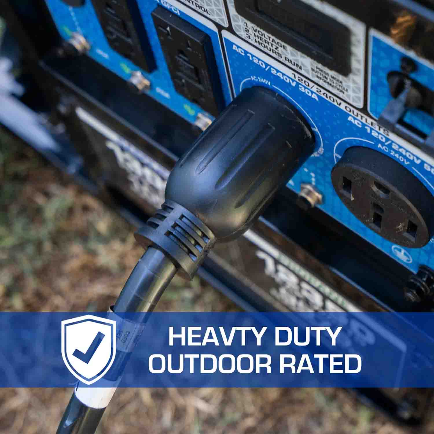 The DuroMax 30-Amp 10-Foot 10-Gauge L14-30 Heavy Duty Generator Power Cord Is Heavy Duty Outdoor Rated