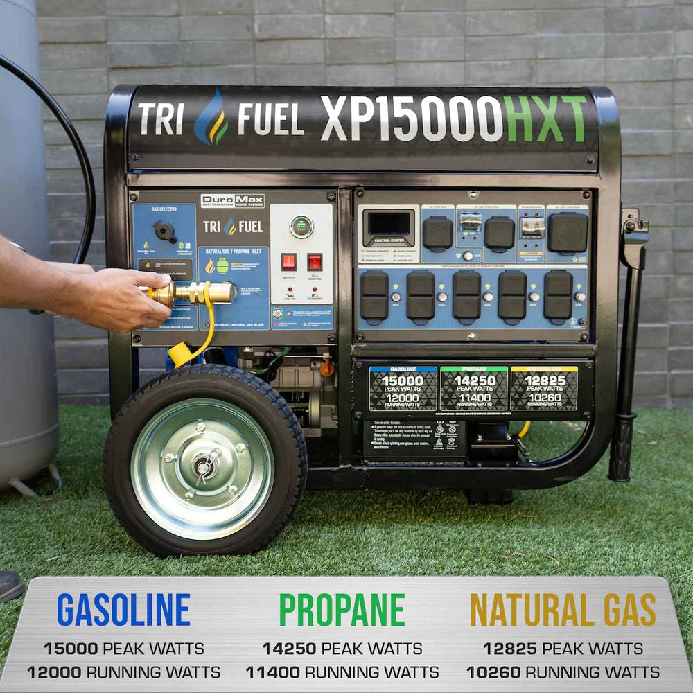 The DuroMax XP15000HXT Generator Is Powered By Gasoline, Propane Or Natural Gas