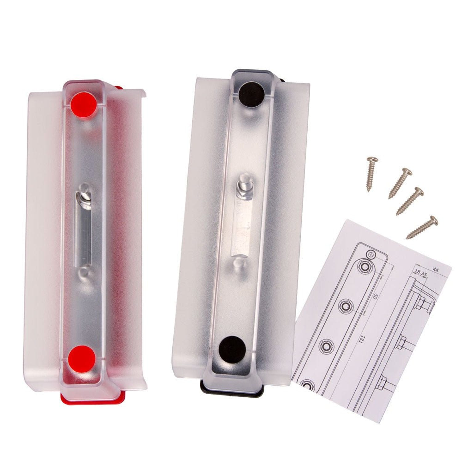 Top of the 250A bus bar covers shown with four screws and a dimension drawing