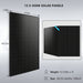 Twelve 450W solar panels with 69.37 x 44.65 x 1.38 inch size and 53.35 lb panel weight