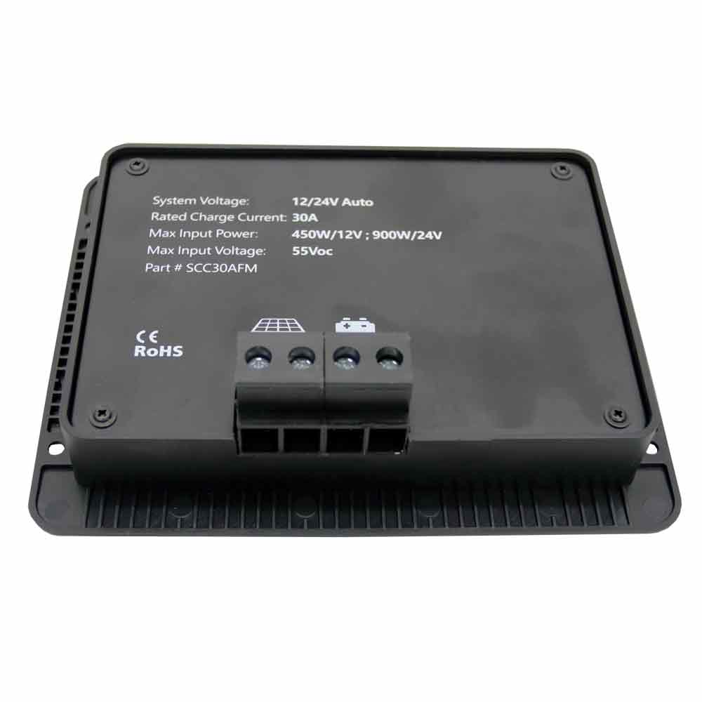 30 Amp PWM Flush Mount Solar Charge Controller Rear View