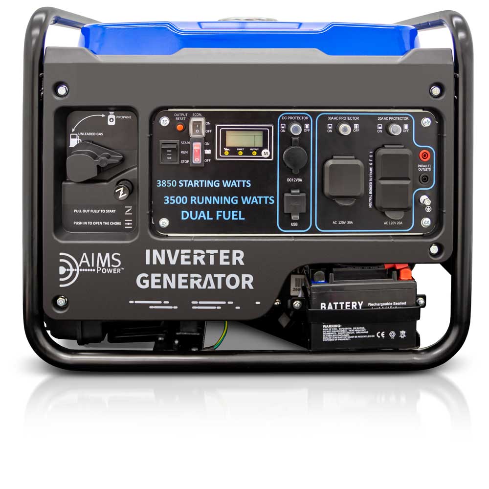 AIMS Power 3850 Watt Portable Dual Fuel Inverter Generator Manual Front View