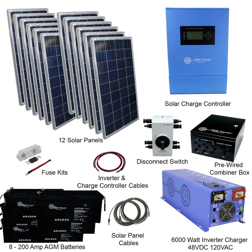 AIMS Power 6000W 48VDC Off-Grid Solar Kit