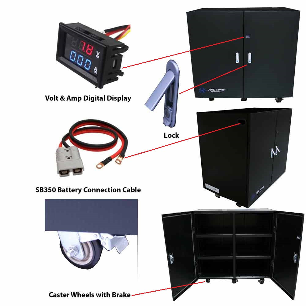 AIMS Power Battery Cabinet | Industrial Grade | Fits Up To 12 Batteries