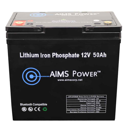 AIMS Power Lithium Iron Phosphate (LiFePO4) Battery | 12 Volts | 50Ah