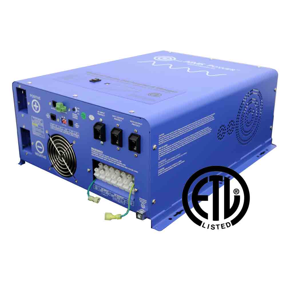 AIMS Power Pure Sine Inverter Charger | Split Phase 120/240VAC Output | 6000 Watts | 24 Volts