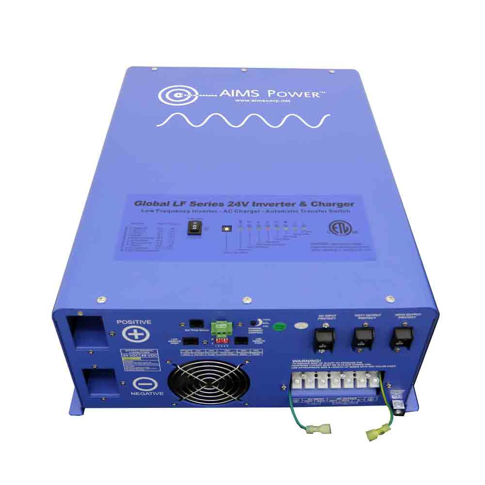 AIMS Power Pure Sine Inverter Charger | Split Phase 120/240VAC Output | 6000 Watts | 24 Volts