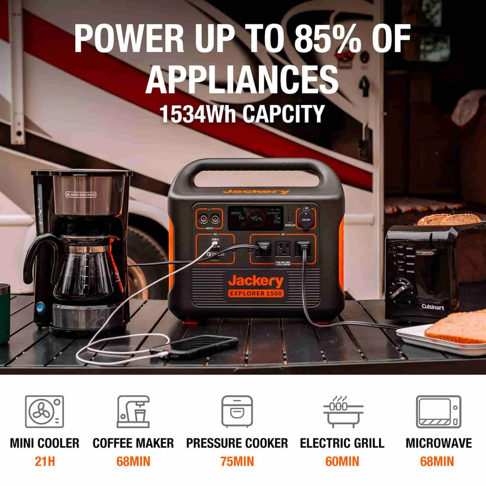 Jackery Explorer 1500 Portable Power Station - Power Up To 85% Of Appliances