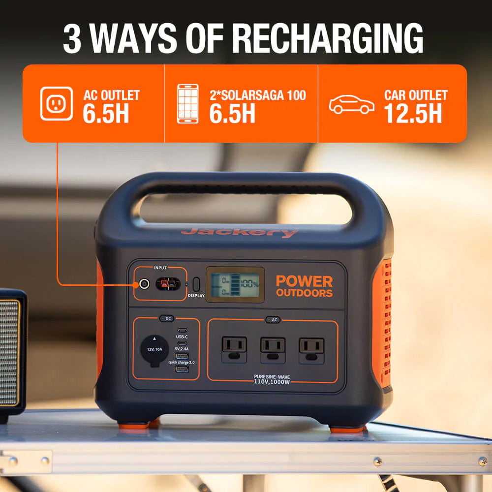 There Are Three Ways to Charge the Explorer 880: AC Outlet, Solar, and Car Outlet