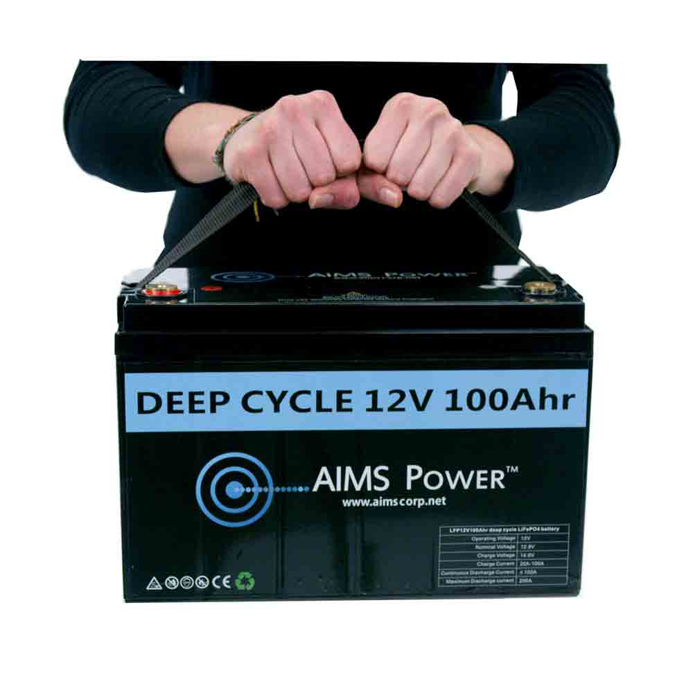 AIMS Power 12 Volt 100A Lithium Iron Phosphate Battery