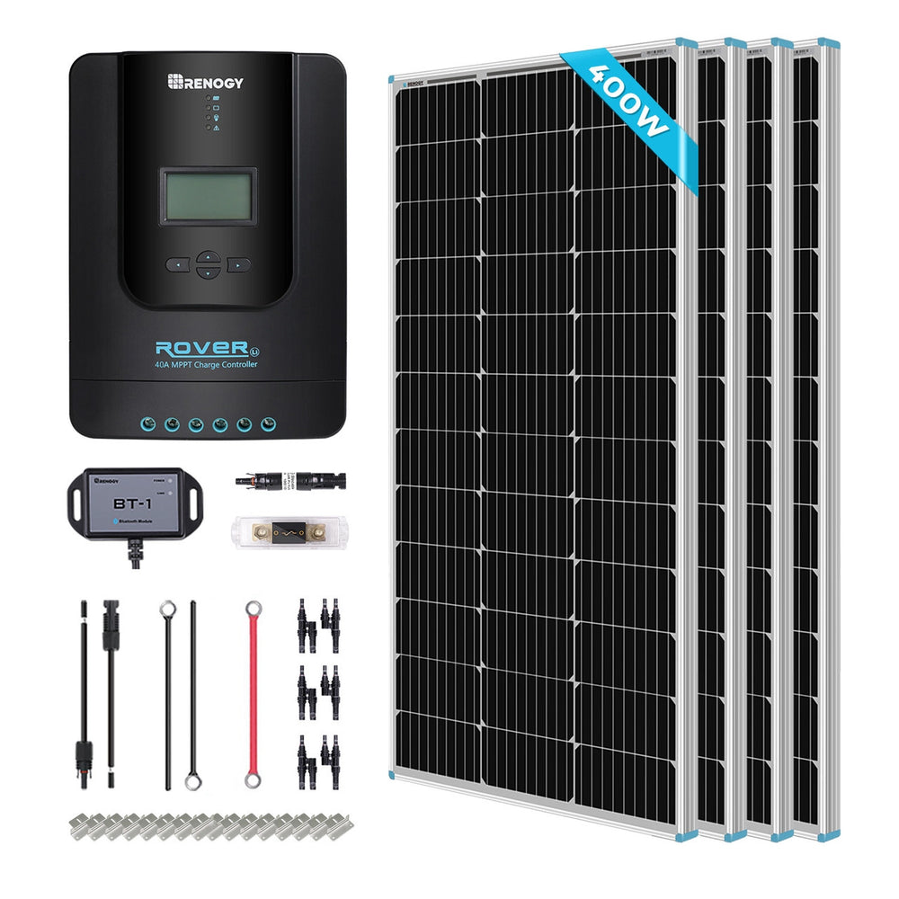Renogy Premium Solar Kit | 400 Watt 12 Volt Solar Premium Kit W/MPPT or REGO Solar Charge Controller