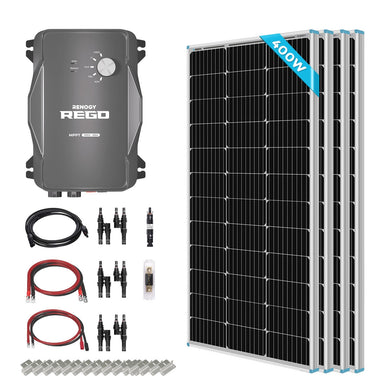 Renogy Premium Solar Kit | 400 Watt 12 Volt Solar Premium Kit W/MPPT or REGO Solar Charge Controller