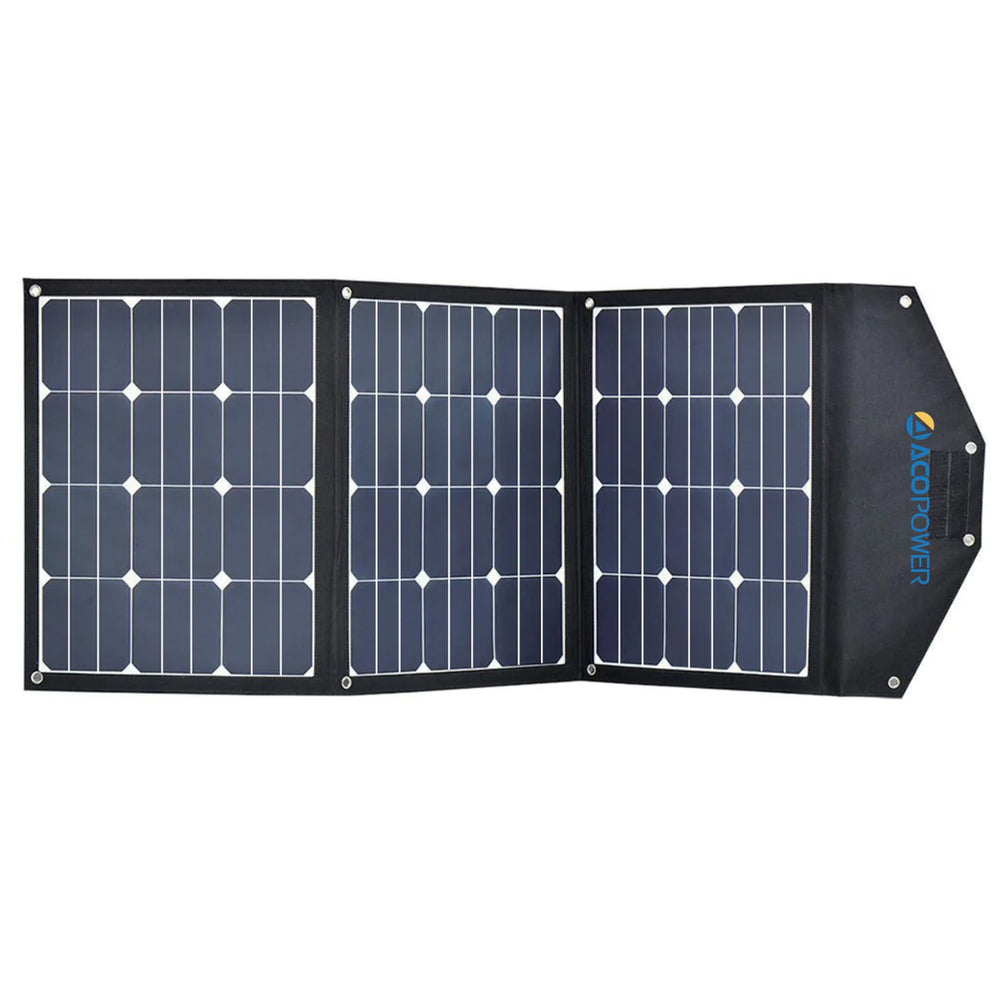 ACOPower High Efficiency 90W Tri-Fold Foldable Solar Panel Kit Suitcase Front View