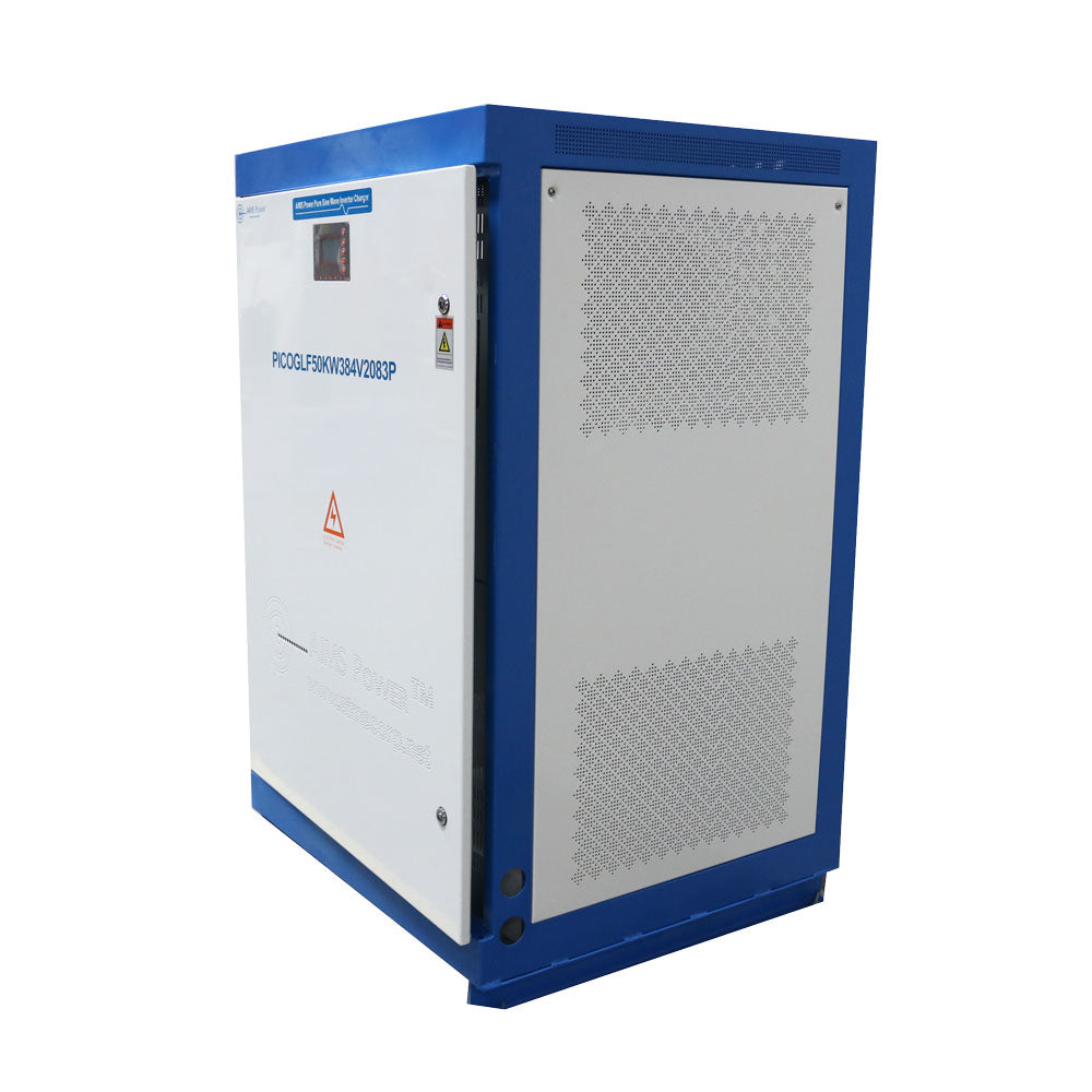 AIMS Power 30KW 300V 208 VAC Split Phase Off-Grid Pure Sine Inverter Charger Front & Side View