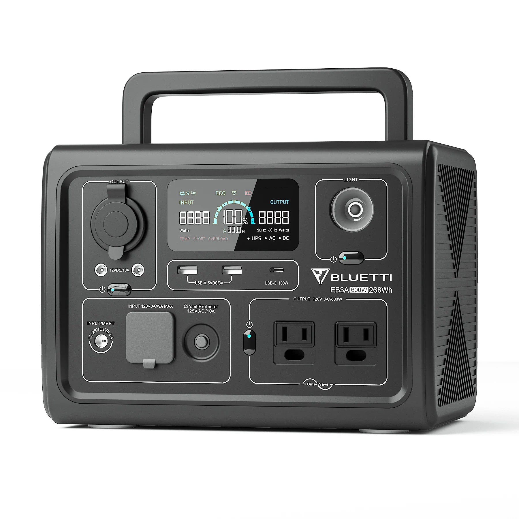 BLUETTI EB3A Portable Power Station | Gray | 600 Watts | 268Wh