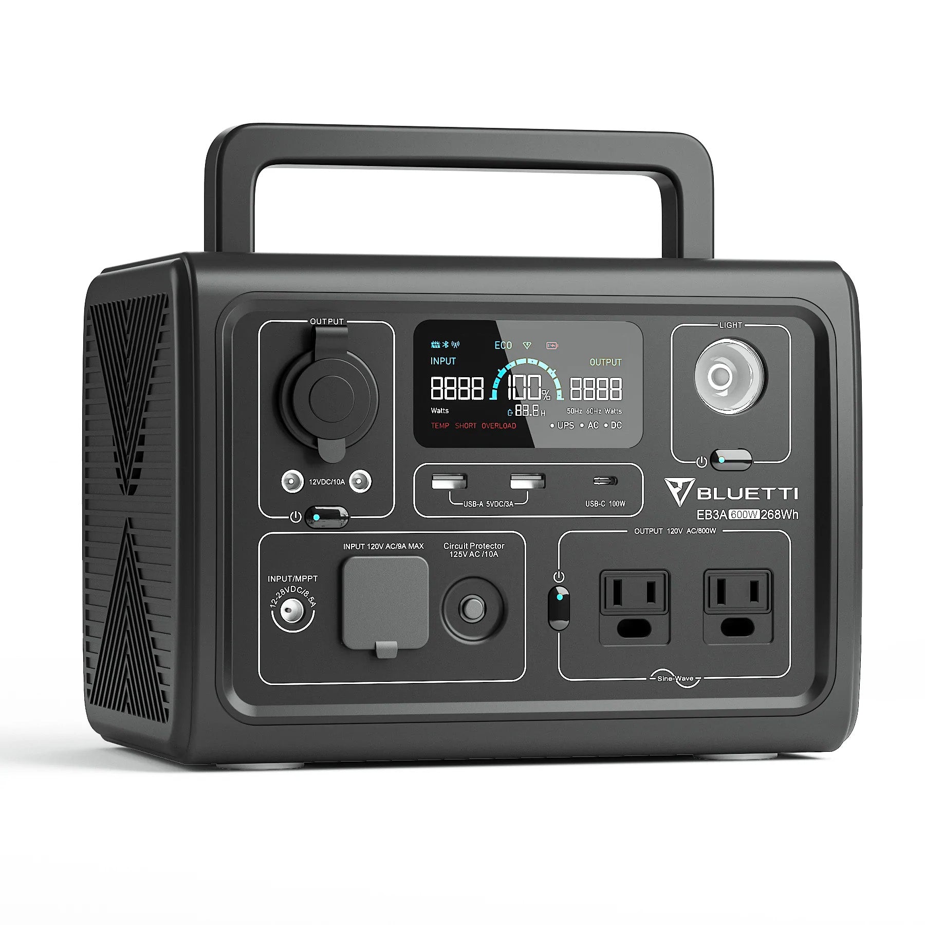 BLUETTI EB3A Portable Power Station | Gray | 600 Watts | 268Wh