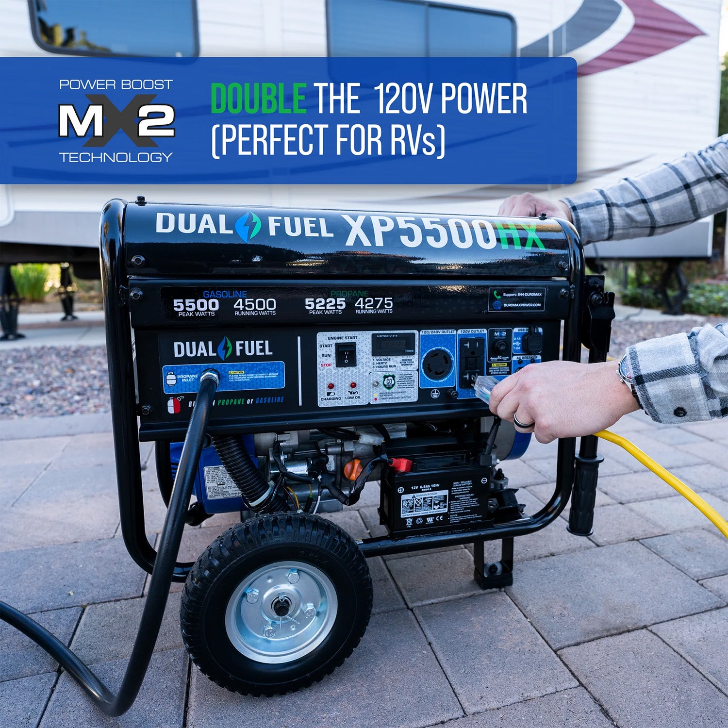 DuroMax XP5500HX Dual Fuel 4500W/5500W Portable HX Generator | CO Alert