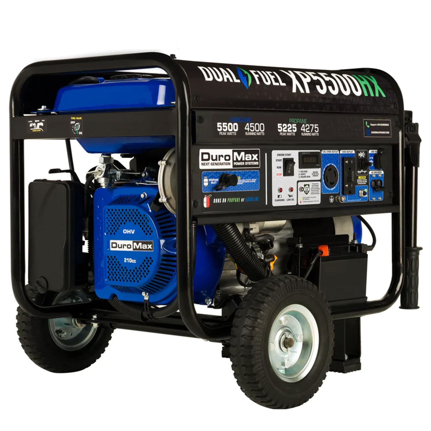 DuroMax XP5500HX Dual Fuel 4500W/5500W Portable HX Generator | CO Alert