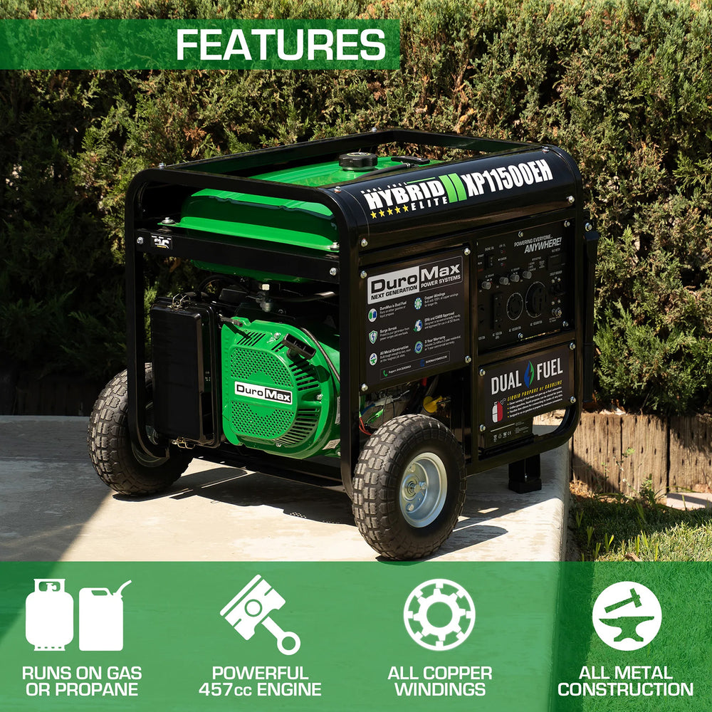 DuroMax XP11500EH Dual Fuel Portable Generator Features