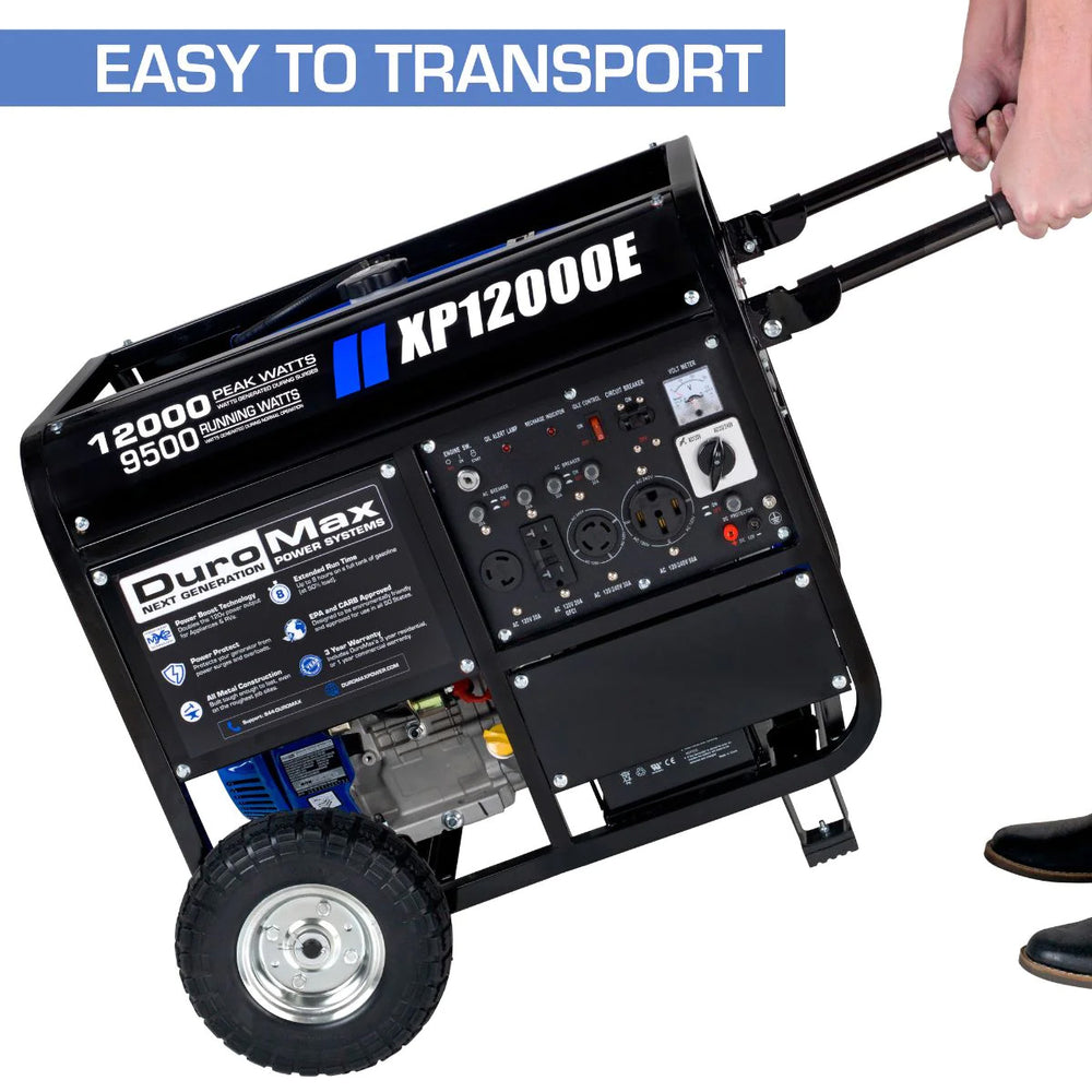 DuroMax XP12000E Gasoline Portable Generator Is Easy To Transport