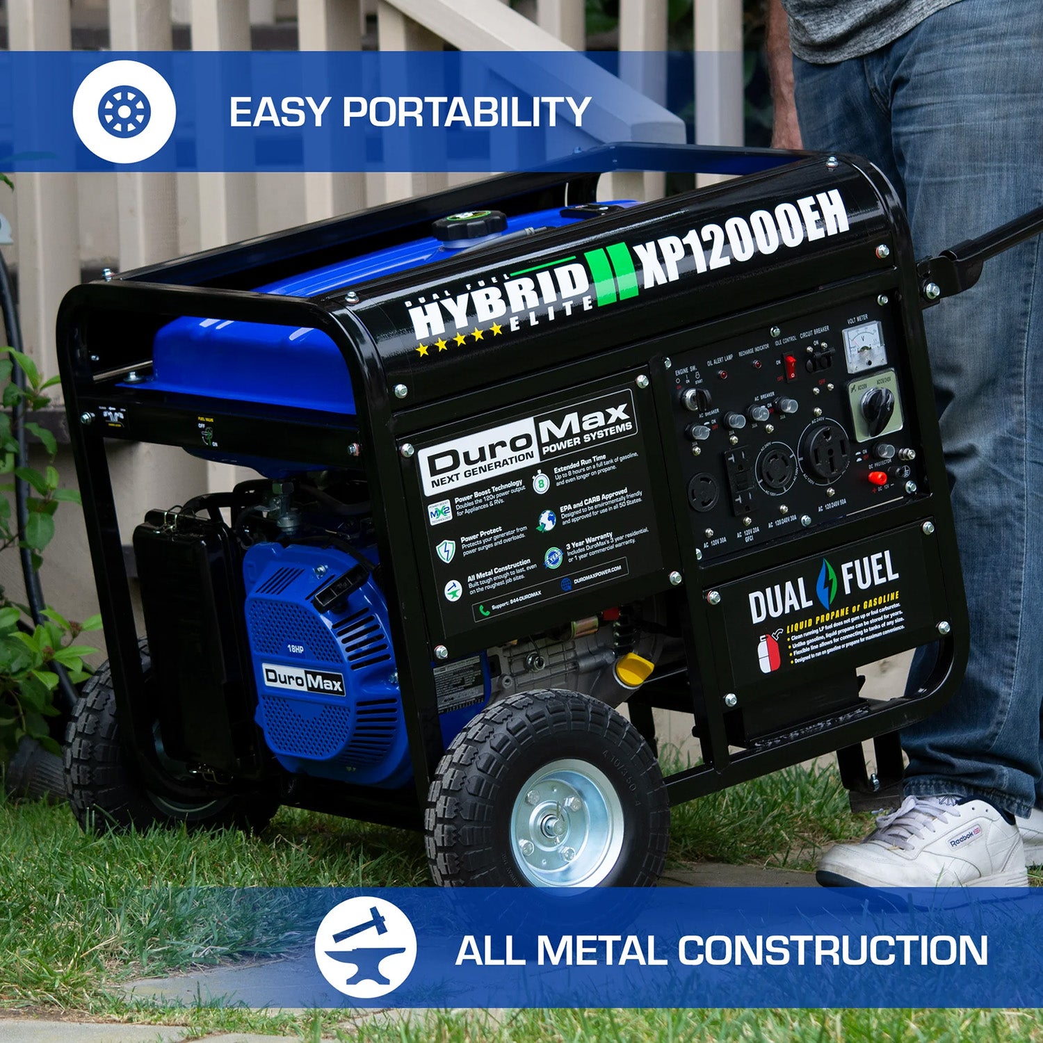 The DuroMax XP12000EH Generator Is Easily Portable And Has All-Metal Construction