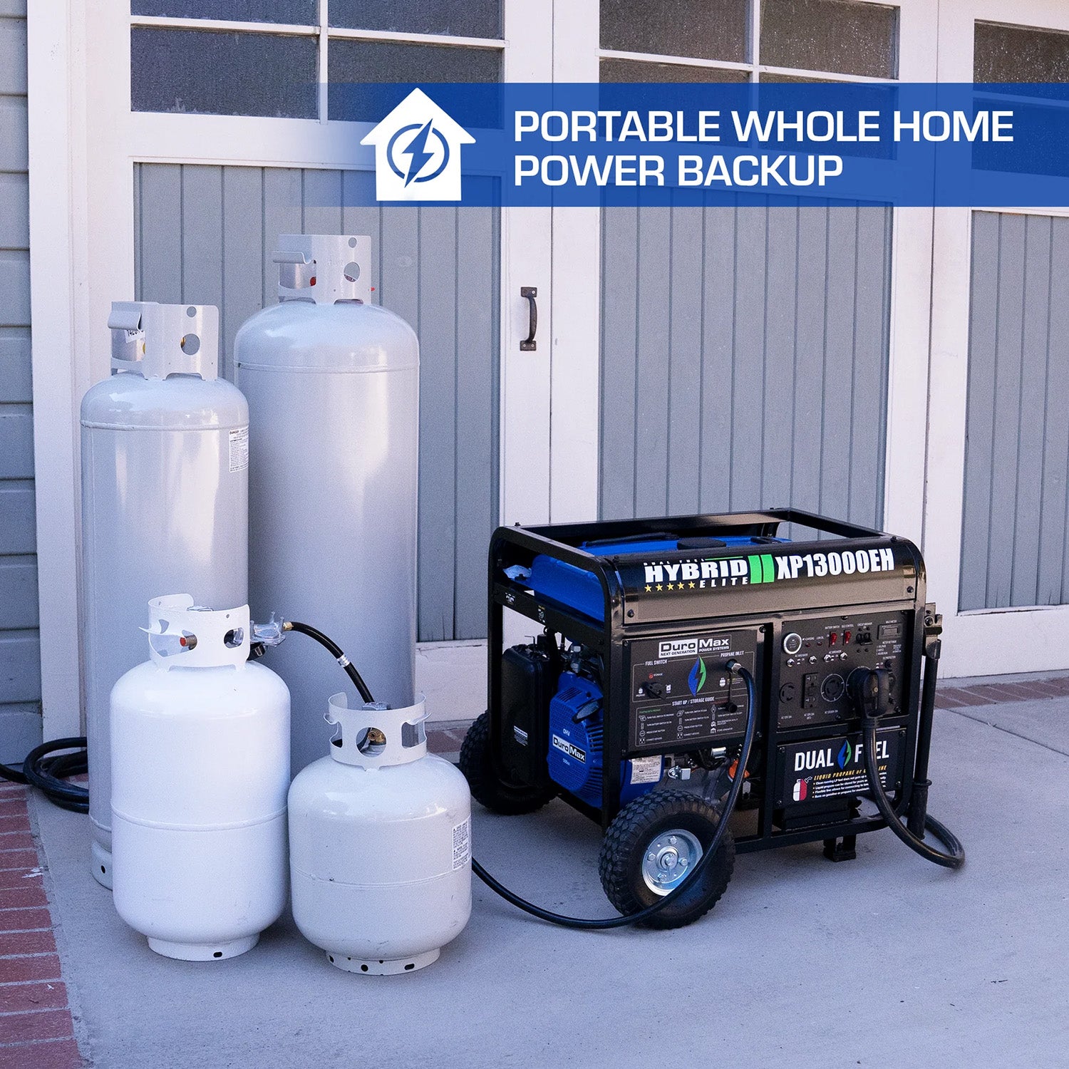 DuroMax XP13000EH Dual Fuel Portable Generator - Whole Home Power Backup