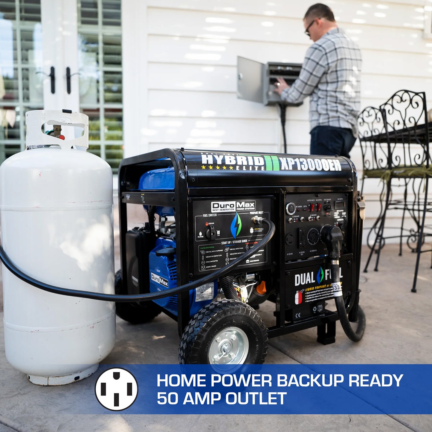 DuroMax XP13000EH Dual Fuel Portable Generator - 50Amp Outlet
