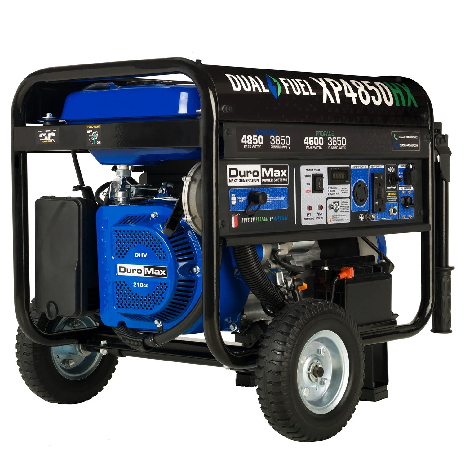 DuroMax XP4850HX Dual Fuel 3850W/4850W Portable HX Generator | CO Alert | EPA & CARB Approved