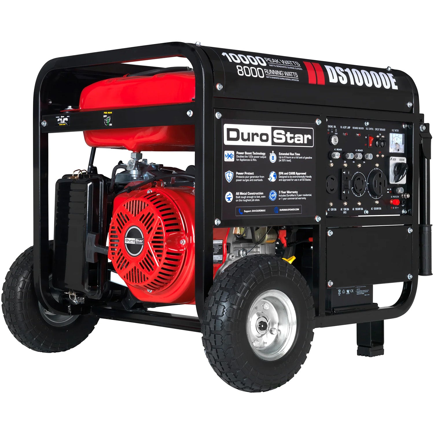 DuroStar DS10000E Gasoline Portable Generator Side & Front View