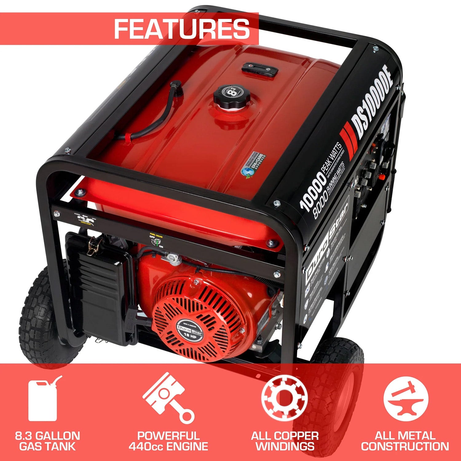 DuroStar DS10000E Gasoline Portable Generator Features
