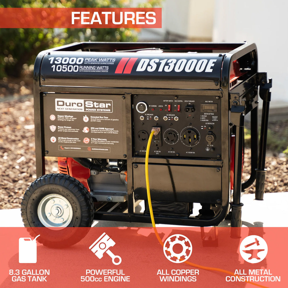 DuroStar DS13000E 13,000 Watt Gasoline Portable Generator Features
