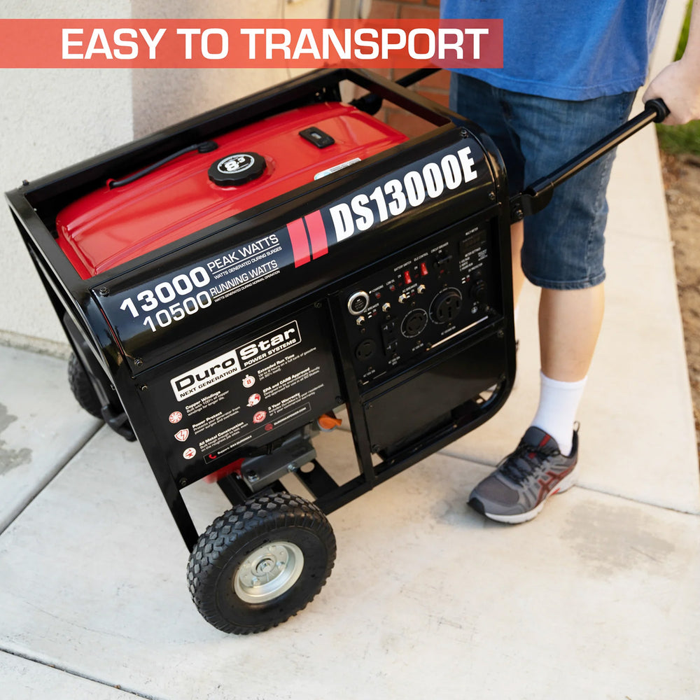 DuroStar DS13000E 13,000 Watt Gasoline Portable Generator Is Easy To Transport