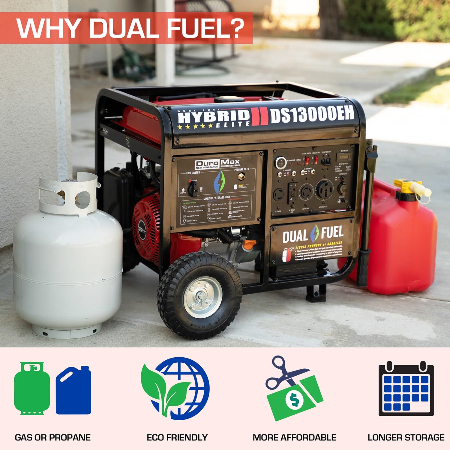 DuroStar DS13000EH 13,000 Watts Dual Fuel Portable Generator