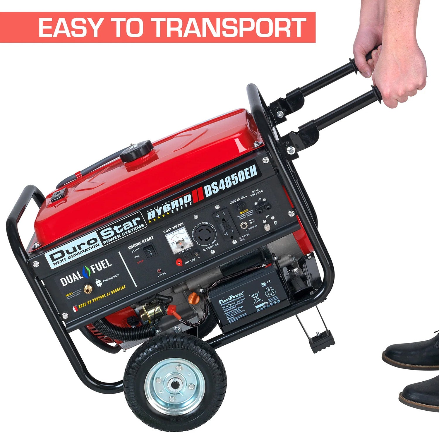 DuroStar DS4850EH Watt Dual Fuel Portable Generator Is Easy To Transport