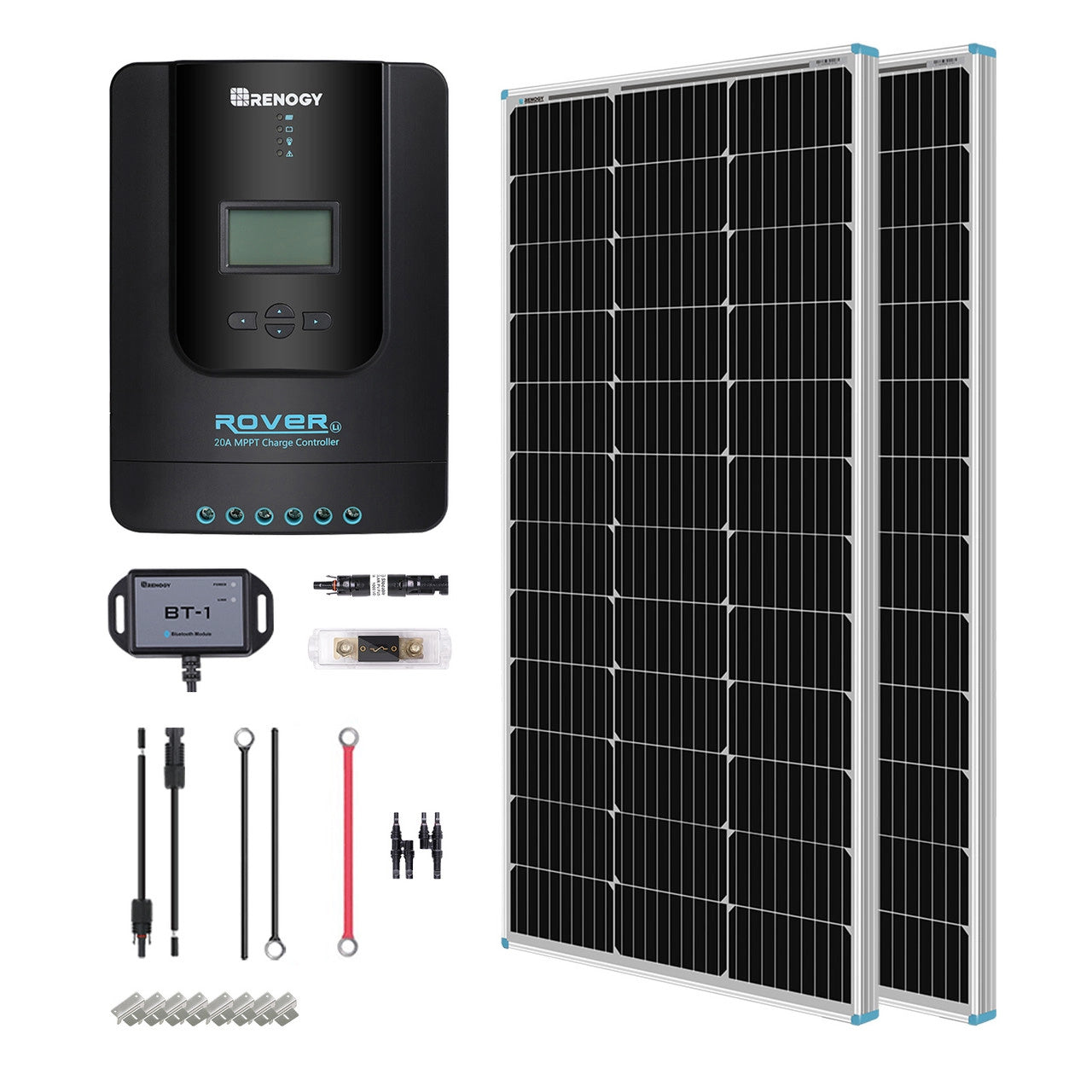 Renogy 200 Watt 12 Volt Premium Solar Kit With Rover 20A Charge