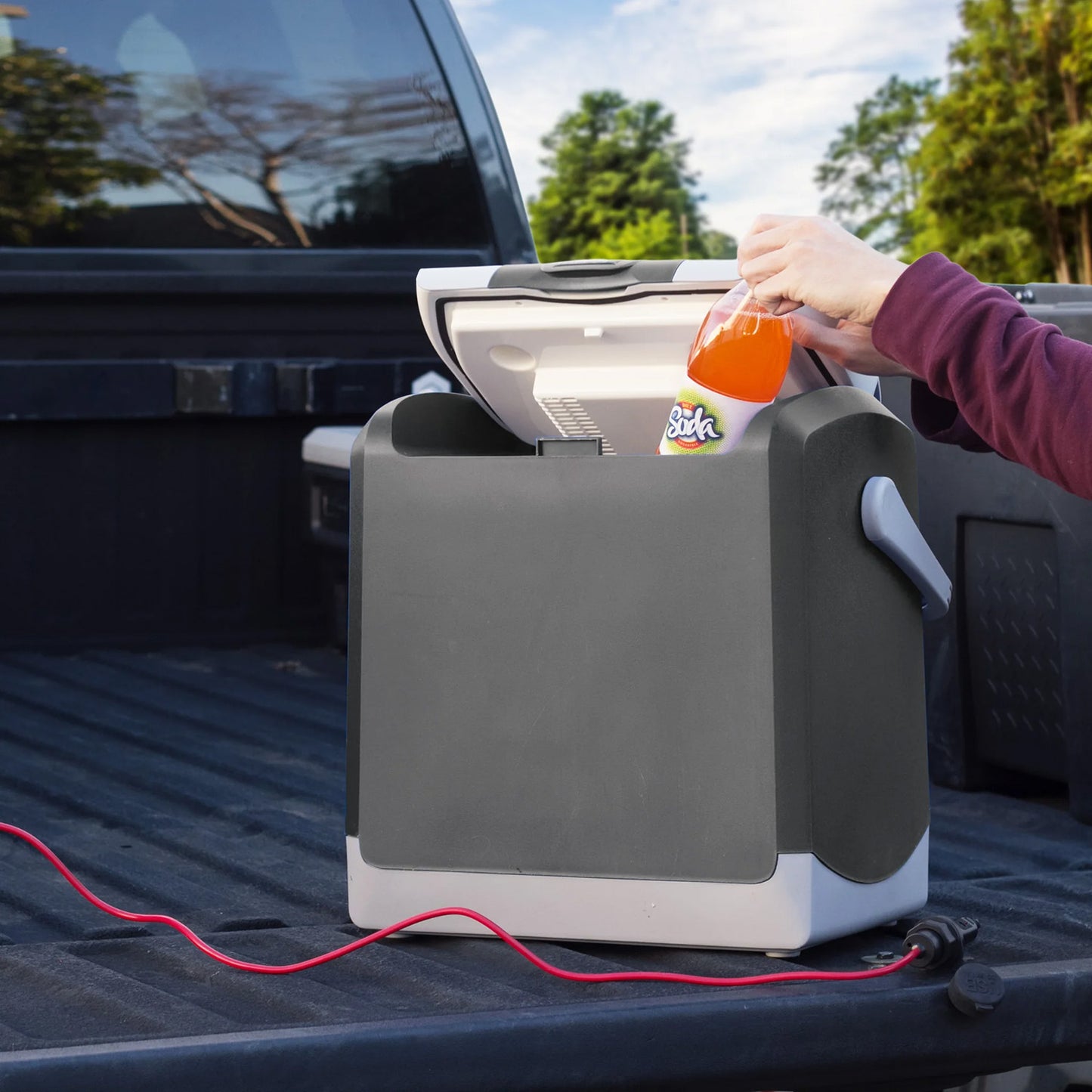 Wagan 24 Liter Personal Fridge/Warmer On The Back Of A Truck
